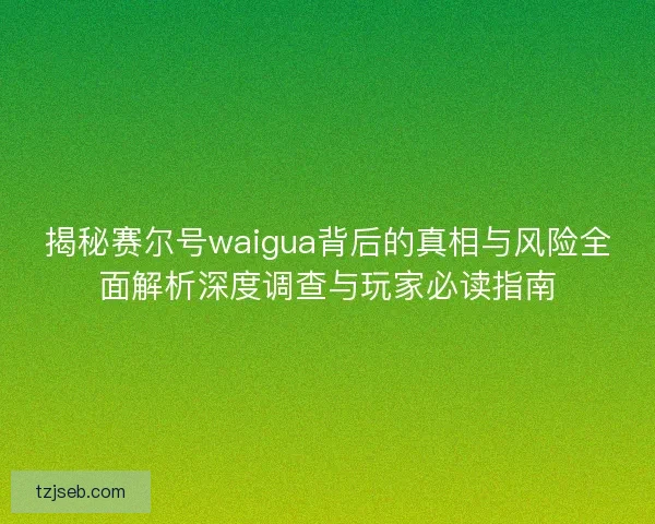 揭秘赛尔号waigua背后的真相与风险全面解析深度调查与玩家必读指南