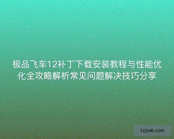 极品飞车12补丁下载安装教程与性能优化全攻略解析常见问题解决技巧分享